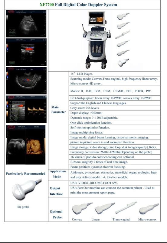 Perangkat Mesin Ultrasound Doppler Warna Resolusi Tinggi 3D 4D Cardiac