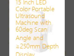 15 Inch LED Color Portable Ultrasound Machine dengan sudut pemindaian 60deg dan tampilan kedalaman ≥250mm